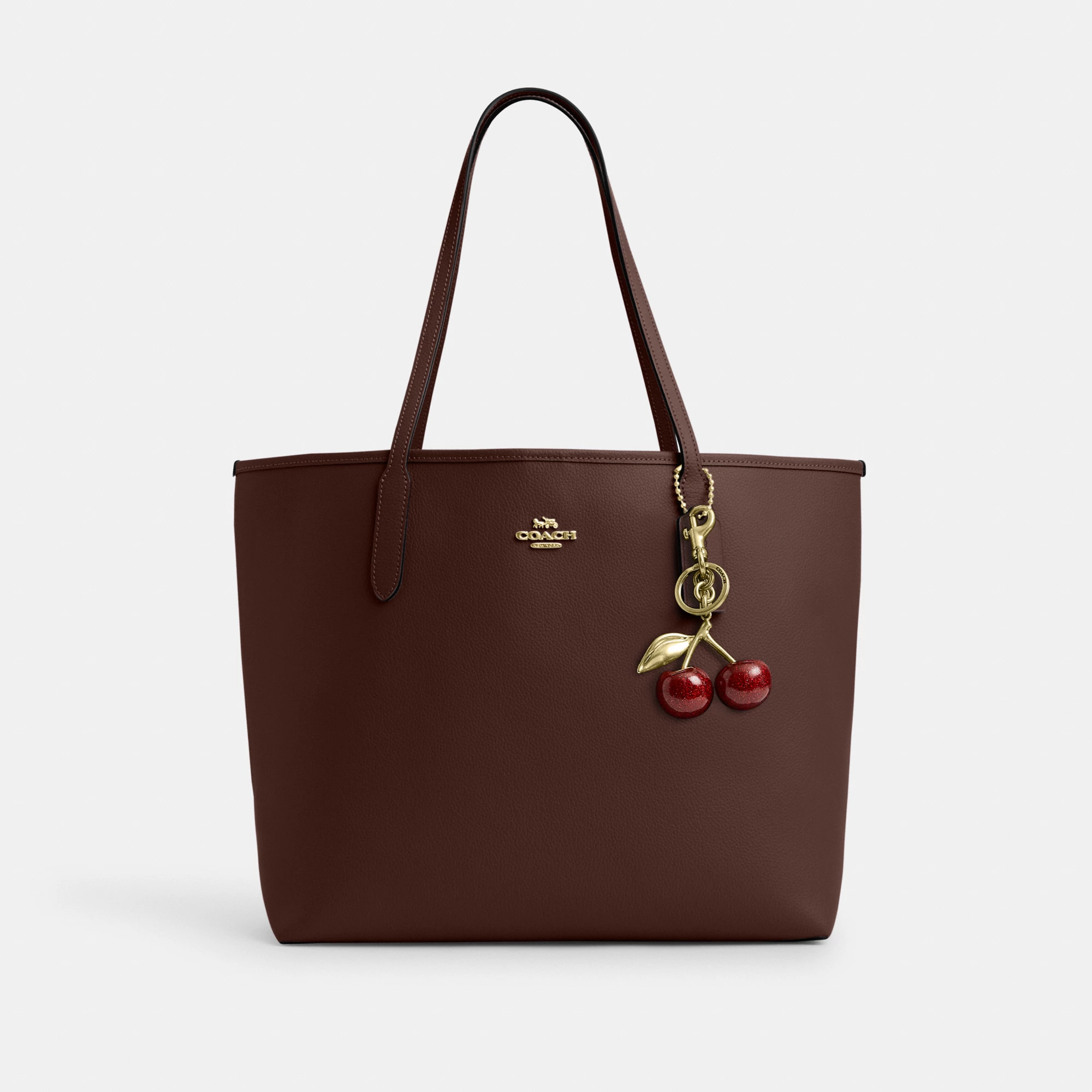 COACH®,City Tote Bag,Leather,Tote,Logo,Casual,Brown,Angle View