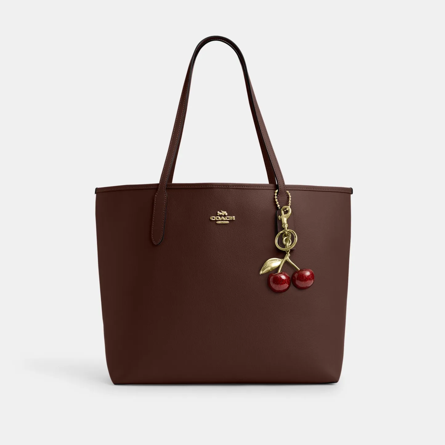 COACH®,City Tote Bag,Leather,Tote,Logo,Casual,Brown,Angle View