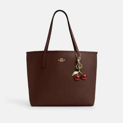 COACH®,City Tote Bag,Leather,Tote,Logo,Casual,Brown,Angle View