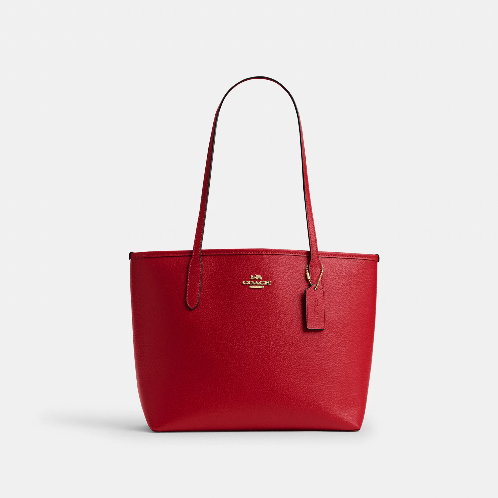 COACH®,Medium City Tote Bag,Red,Front View
