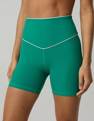 OFFLINE By Aerie Real Me XTRA High Waisted 5" Rib Piping Bike Short - Pine