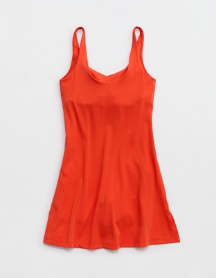OFFLINE By Aerie Real Me Low Key Mini Dress - Orange Flare