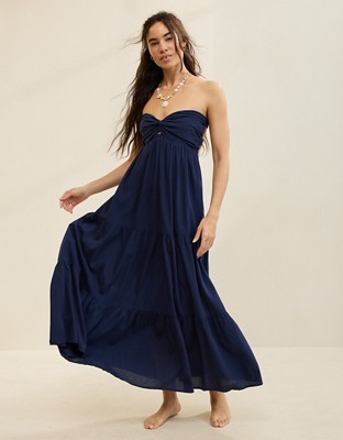 Aerie Strapless Cut Out Maxi Dress - Navy