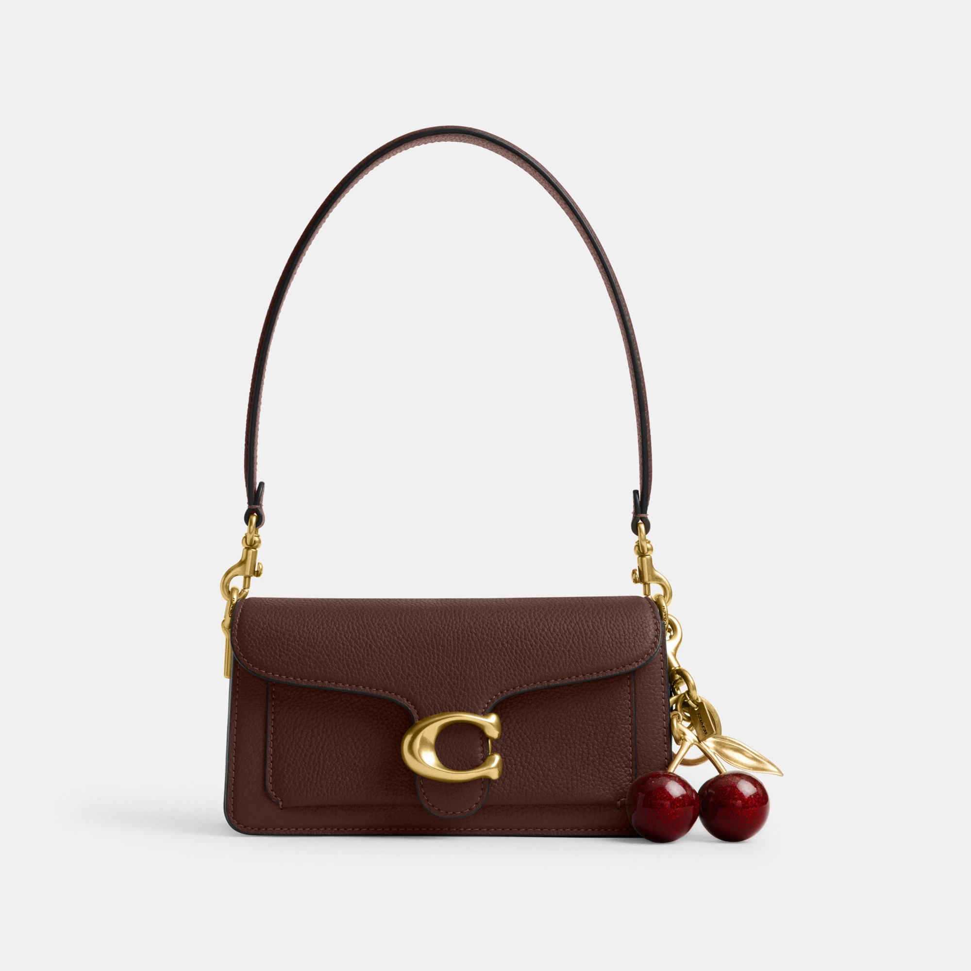 COACH®,Tabby Shoulder Bag 20,Leather,Shoulder Bag,Embossed,Metal,Logo,Day Party,Brown,Angle View