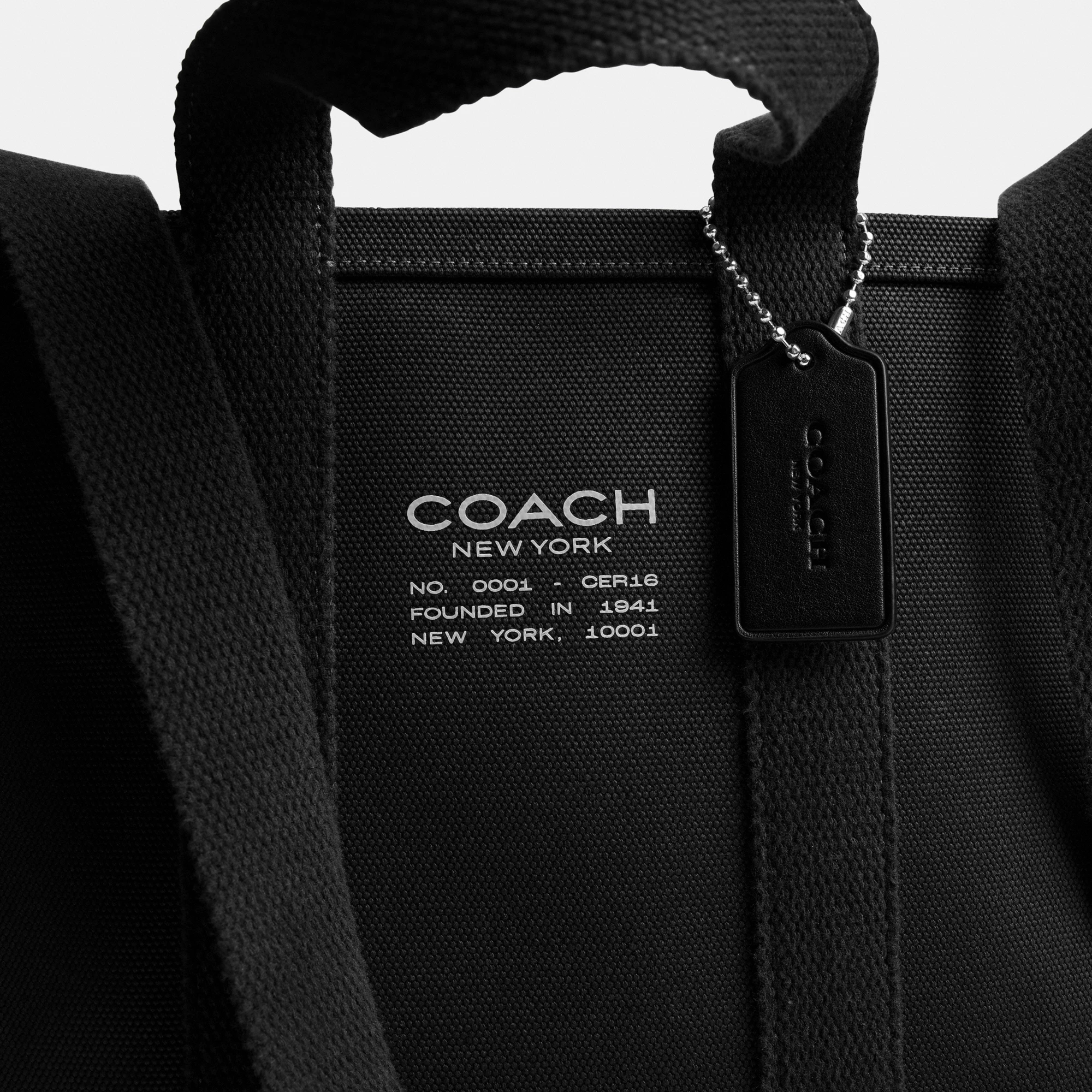 COACH®,Utility Tote 27,Canvas,Cotton,Leather,Tote,Logo,Adjustable,Sustainable,Casual, Father's Day,Black,Closer View