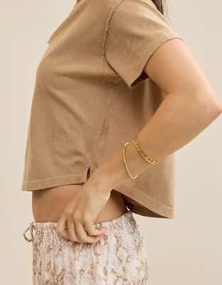 Aerie Summer Breeze Cropped T-Shirt - Toasted Almond