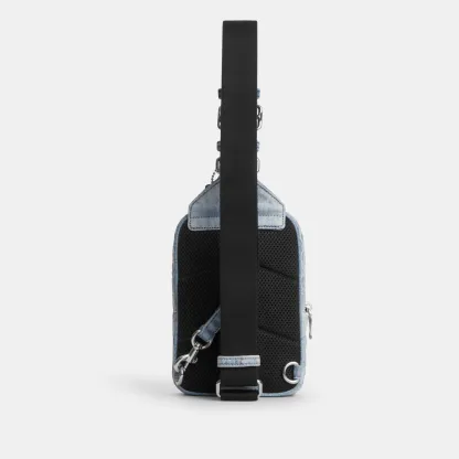 Racer Sling Pack In Loved Signature Denim - SVNIM - view 5