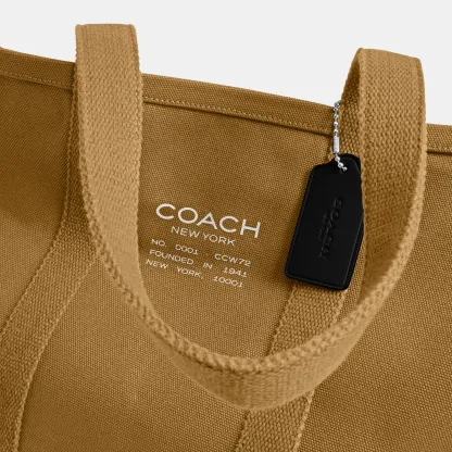 COACH®,Utility Tote,Canvas,Leather,Tote,Word Embellishment,Logo,Sustainable,Casual,Brown,Closer View
