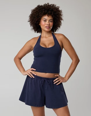 OFFLINE By Aerie OG Cotton Halter Tank Top - Royal Navy