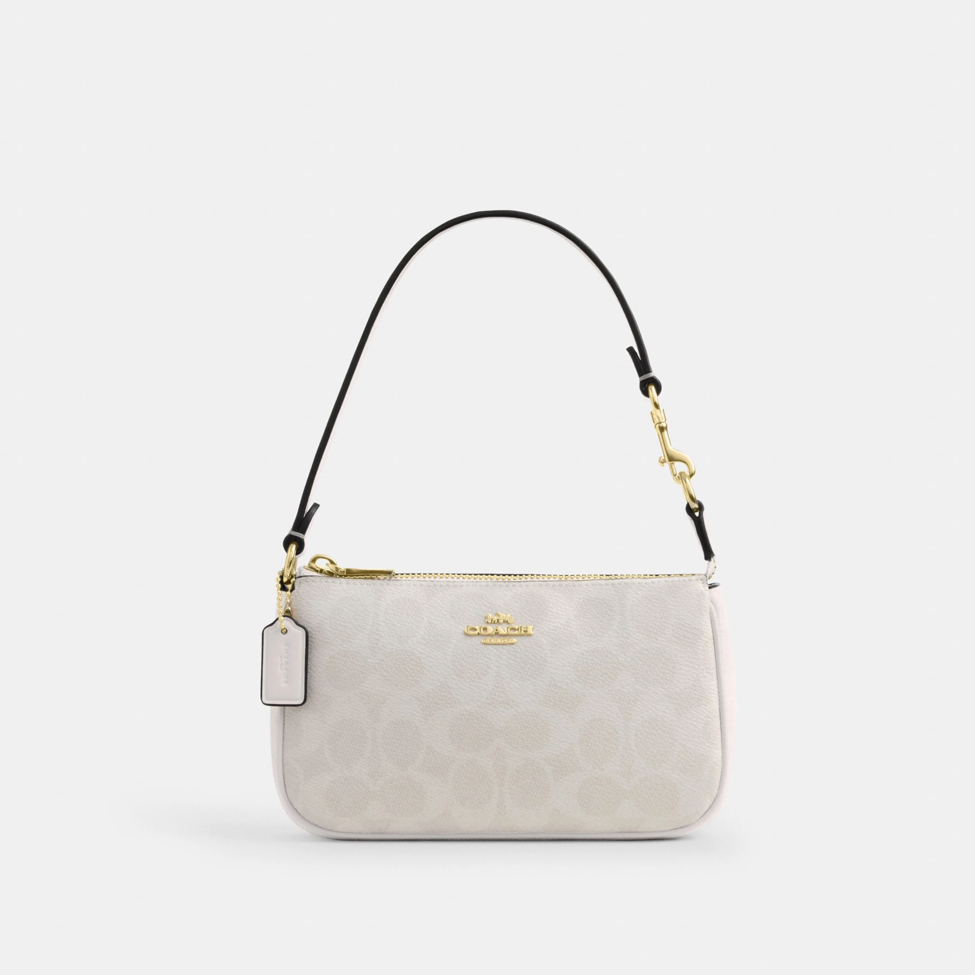 COACH®,Nolita 19 In Signature Canvas,Canvas,Shoulder Bag,Metal,Casual,White,Front View