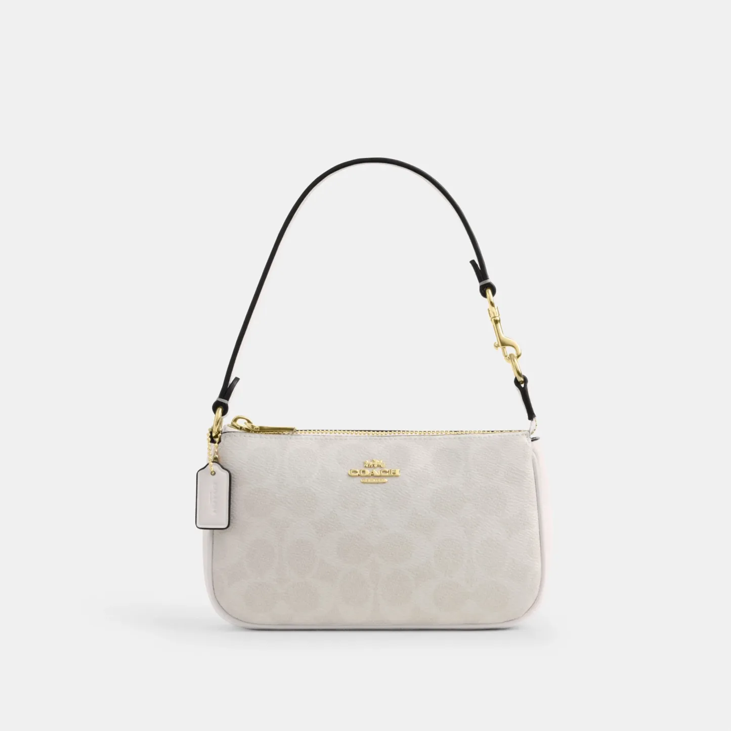 COACH®,Nolita 19 In Signature Canvas,Canvas,Shoulder Bag,Metal,Casual,White,Front View