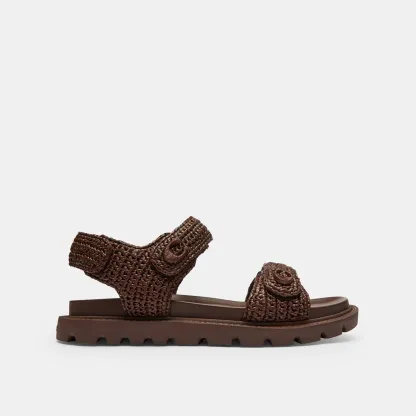 COACH®,Brynn Raffia Sandal,,Angle View
