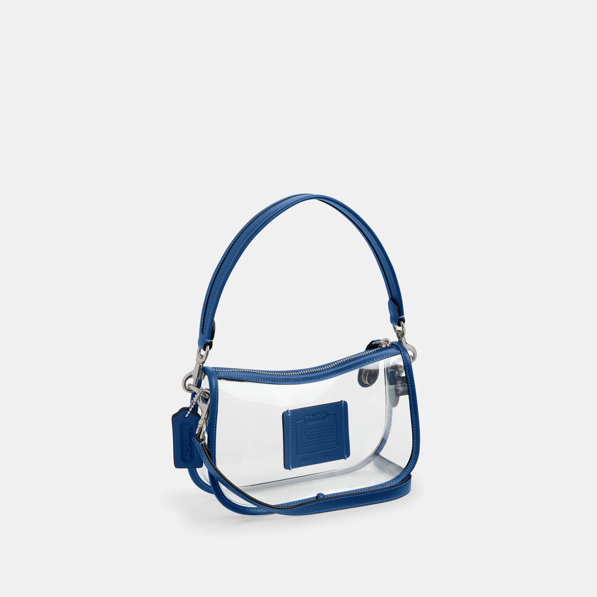 COACH®,Stadium Swinger Bag,Leather,Shoulder Bag,Sheer,Piping,Applique,Casual,White,Angle View