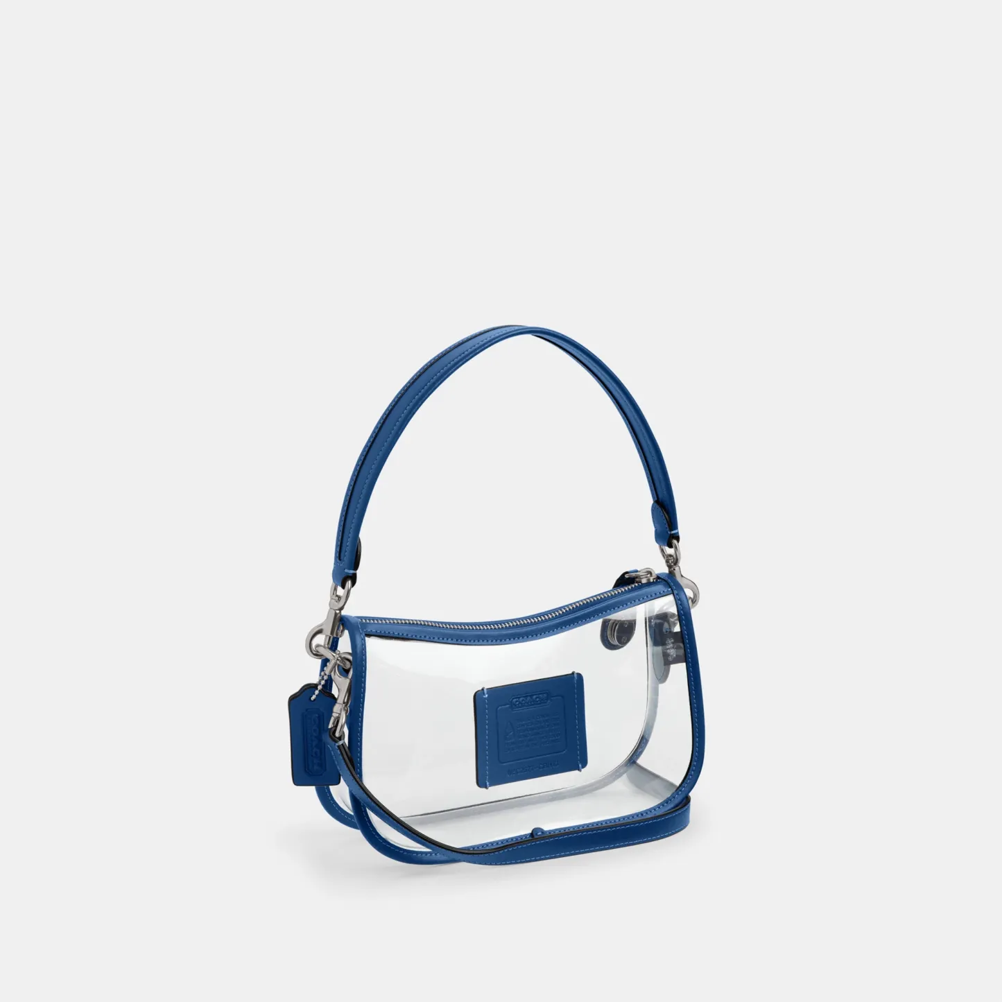 COACH®,Stadium Swinger Bag,Leather,Shoulder Bag,Sheer,Piping,Applique,Casual,White,Angle View