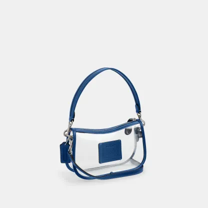 COACH®,Stadium Swinger Bag,Leather,Shoulder Bag,Sheer,Piping,Applique,Casual,White,Angle View