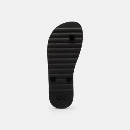 COACH®,Zayn Flip Flop,Rubber,Canvas,Flip Flops,Logo,Metal,Pull Tab,Casual,Black,Outsole View
