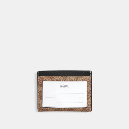 COACH®,Slim Id Card Case In Signature Canvas,Card Case,Color Block,Casual, Father's Day,Multi Color,Back View