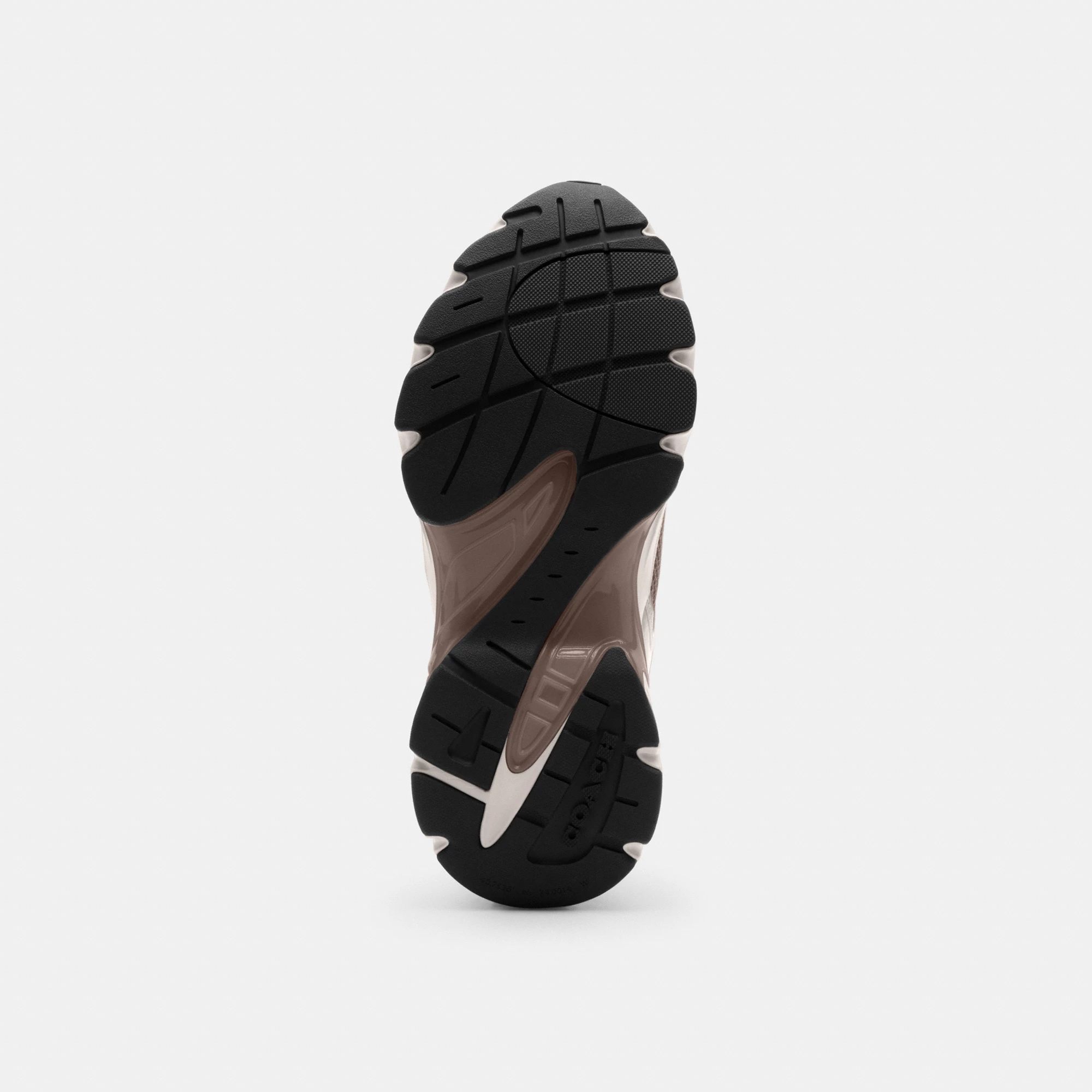 COACH®,Bolt Runner Sneaker,Leather,Rubber,Mesh,Low Top,Activewear,Fabric,Color Block,Logo,Cushioned,Flexible Insole,Pull T...,Gray,Outsole View