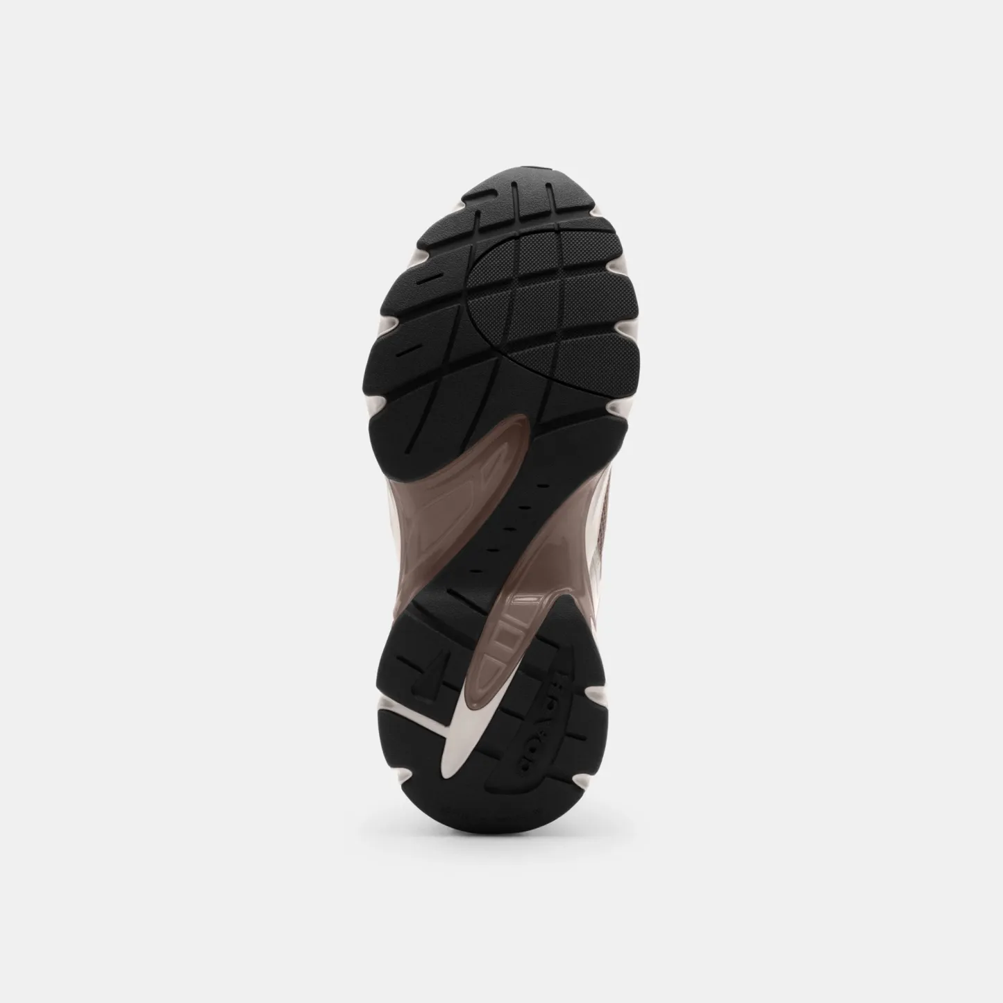 COACH®,Bolt Runner Sneaker,Leather,Rubber,Mesh,Low Top,Activewear,Fabric,Color Block,Logo,Cushioned,Flexible Insole,Pull T...,Gray,Outsole View