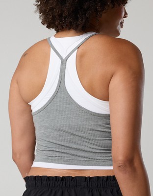 OFFLINE By Aerie Thumbs Up Layered Tank Top - Dark Heather Gray