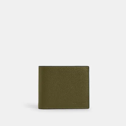 COACH®,3-In-1 Wallet,Leather,Bi Fold,Casual, Father's Day,Olive,Front View