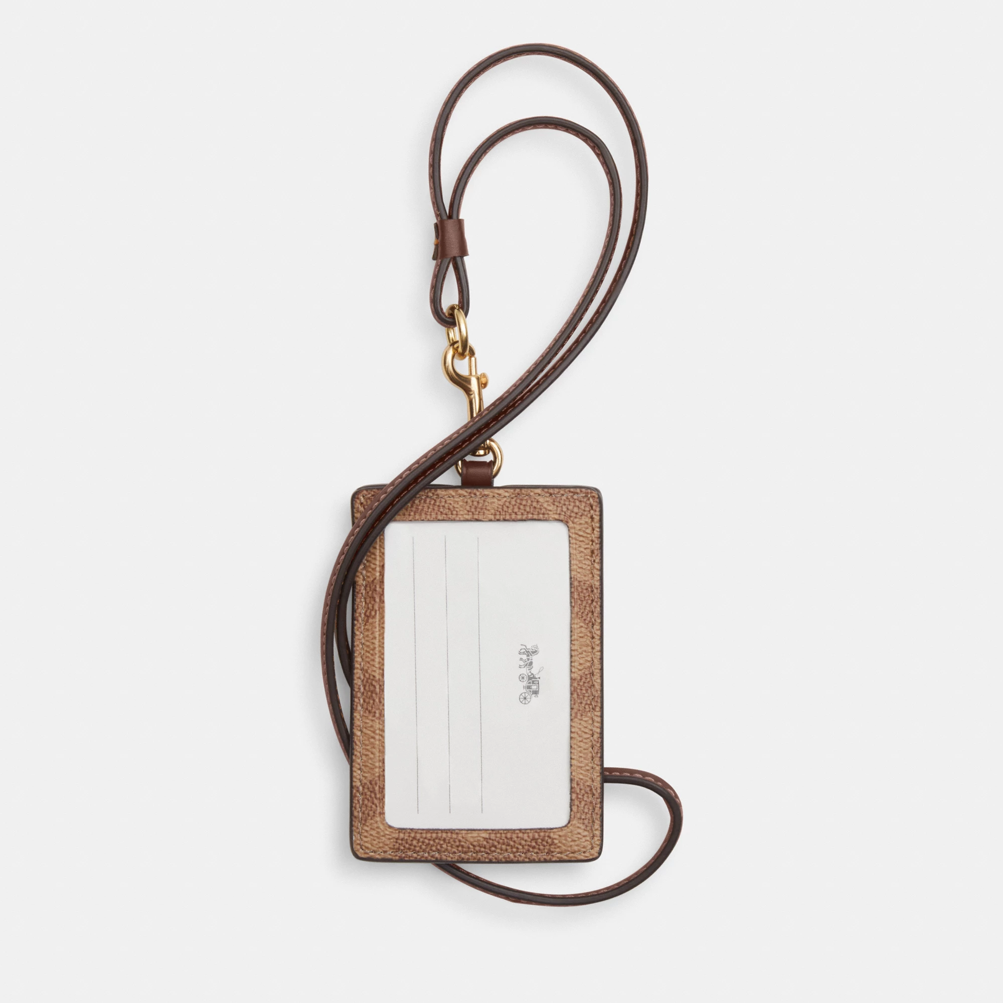 COACH®,Id Lanyard In Signaure Canvas,Canvas,Leather,Card Case,Color Block,Key Ring,Casual,Brown,Back View