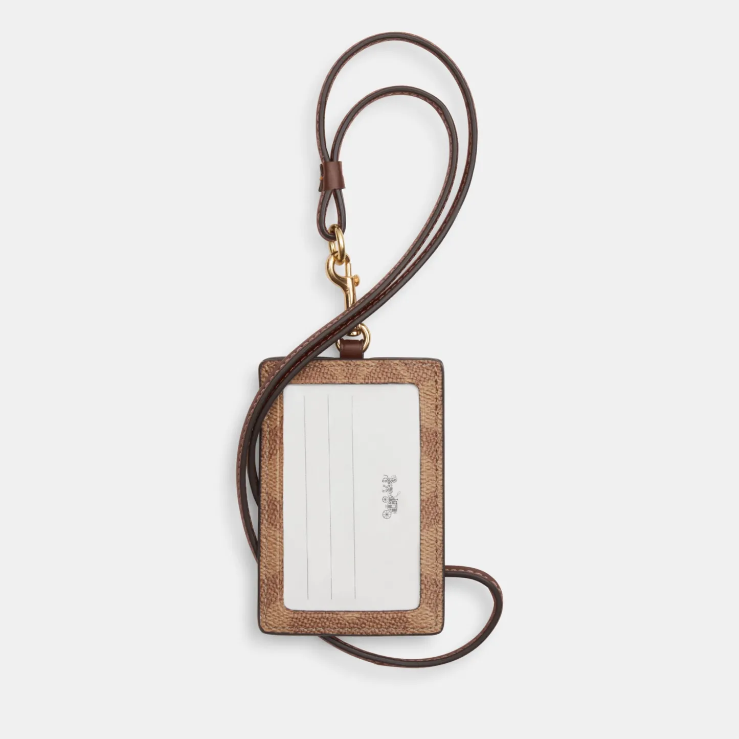 COACH®,Id Lanyard In Signaure Canvas,Canvas,Leather,Card Case,Color Block,Key Ring,Casual,Brown,Back View