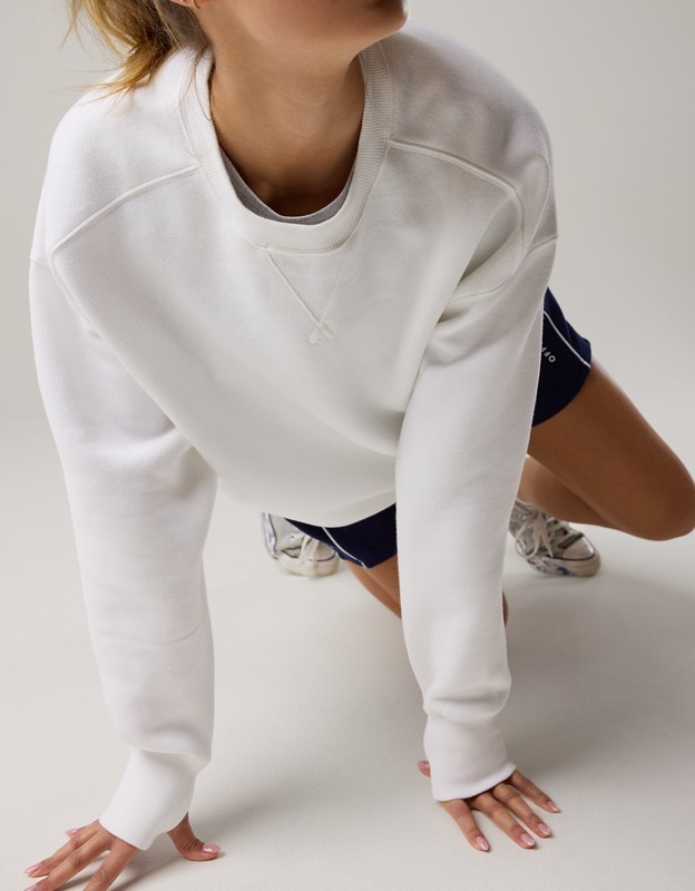 OFFLINE By Aerie Cloud Fleece Oversized Crewneck Sweatshirt - White