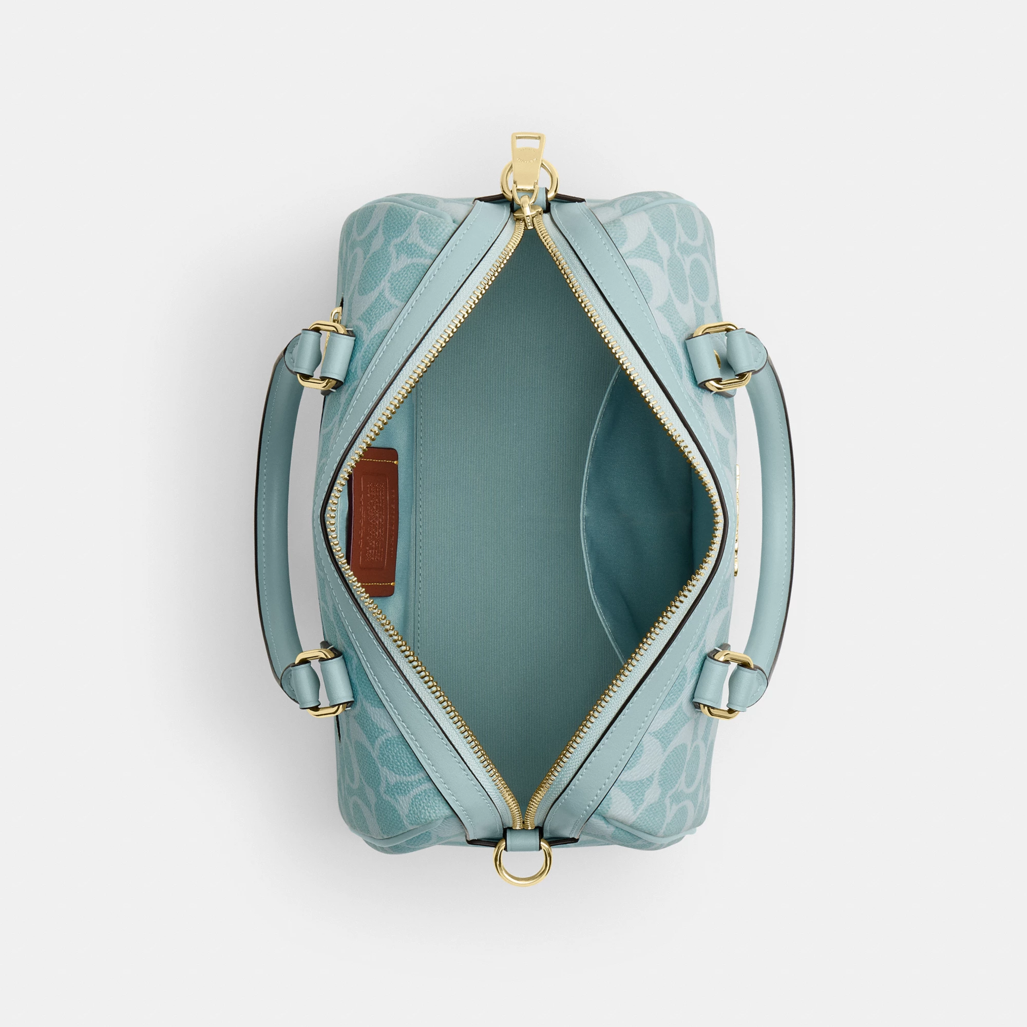 Rowan Satchel Bag In Signature Canvas - signature canvas/Gold/Light Blue - view 10