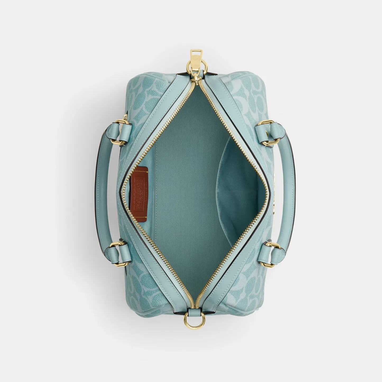 Rowan Satchel Bag In Signature Canvas - signature canvas/Gold/Light Blue - view 10
