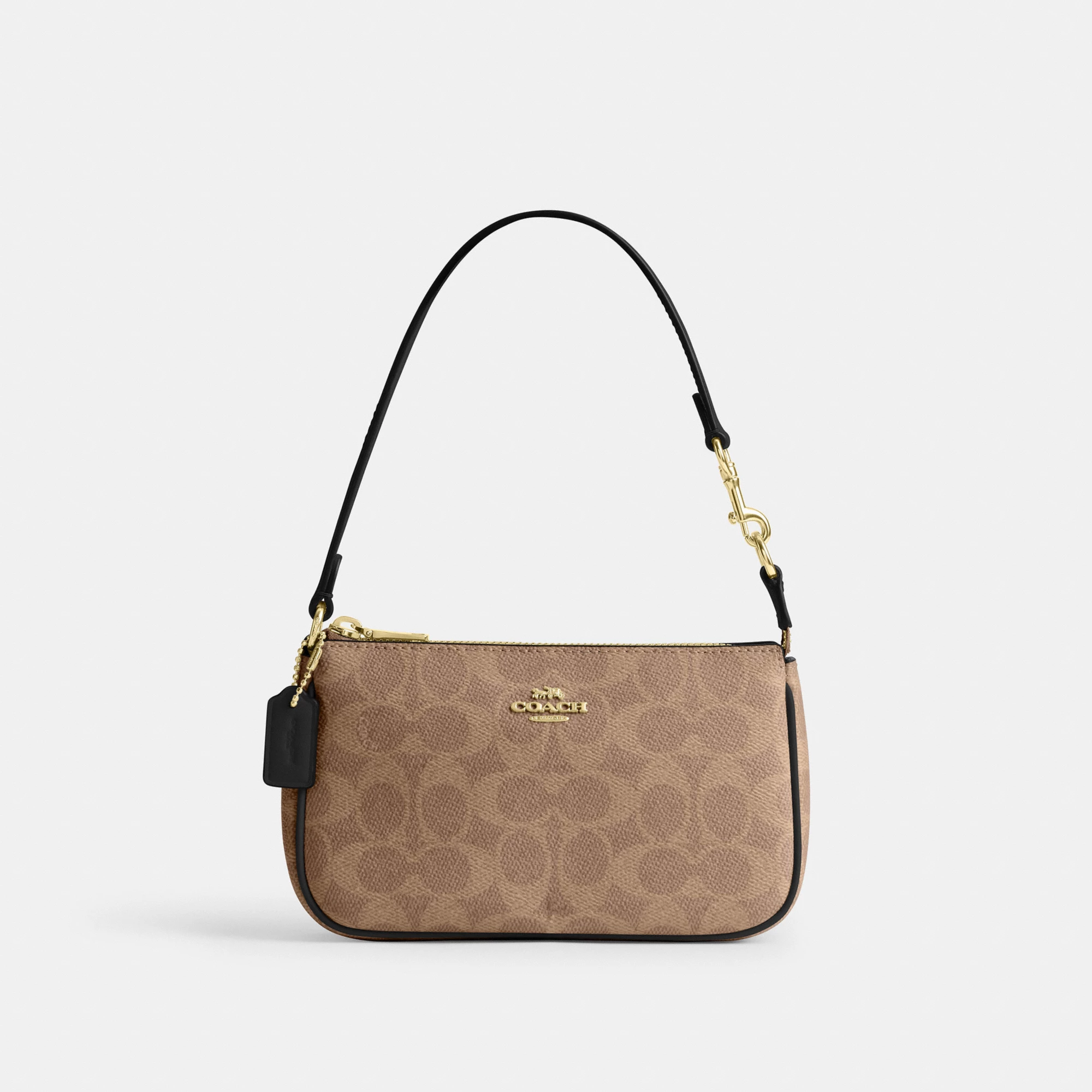 COACH®,Nolita 19 In Signature Canvas,Canvas,Shoulder Bag,Metal,Casual,Brown,Front View