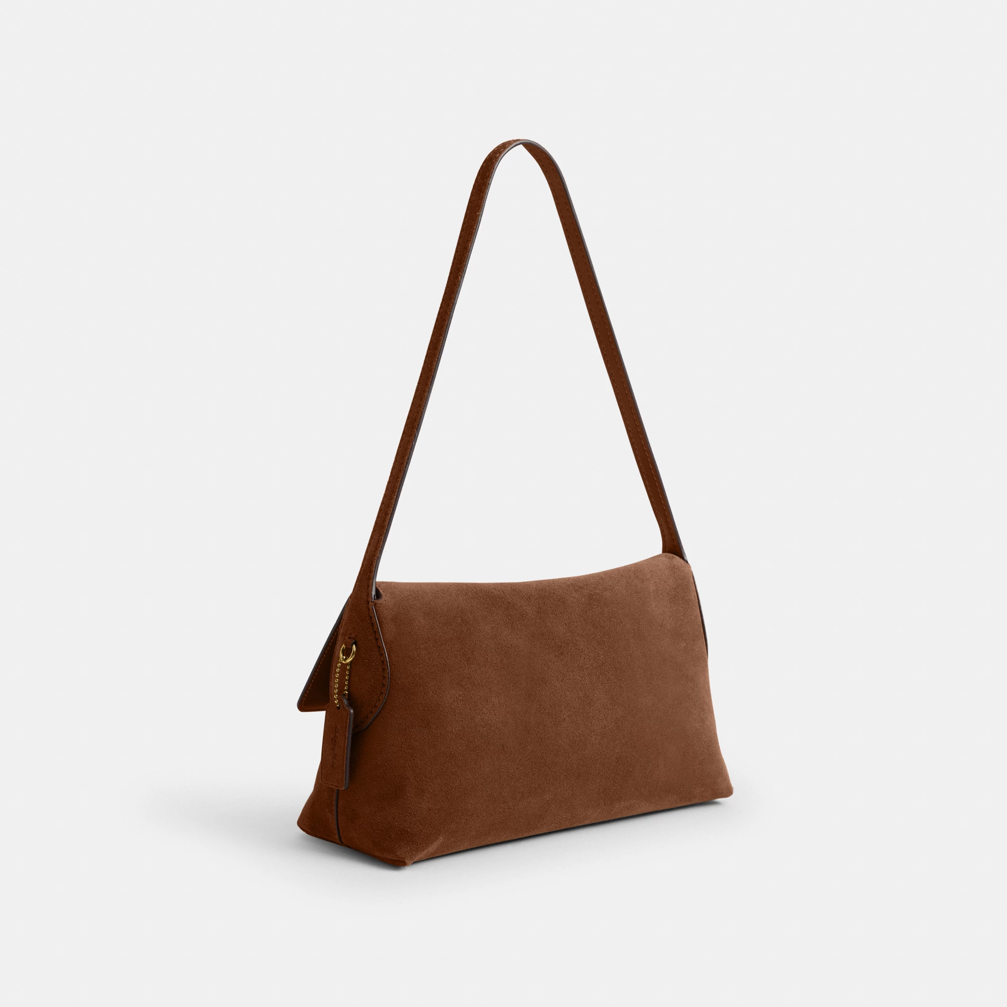 COACH®,Chelsea Shoulder Bag 30,Suede,Leather,Shoulder Bag,Brass,Casual,Brown,Angle View