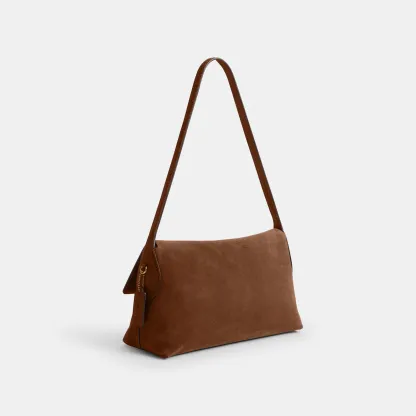 COACH®,Chelsea Shoulder Bag 30,Suede,Leather,Shoulder Bag,Brass,Casual,Brown,Angle View