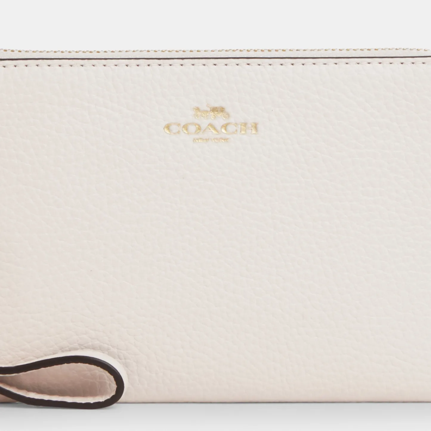 COACH®,Corner Zip Wristlet,Pouch,Wristlet,Silver Metal,Casual,Cream
