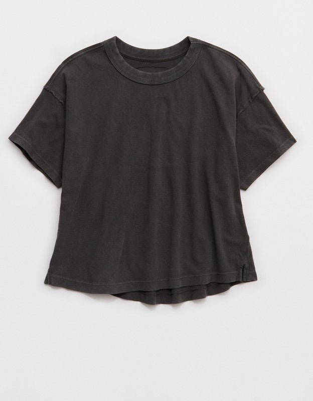 Aerie Summer Breeze Cropped T-Shirt - Dark Gray