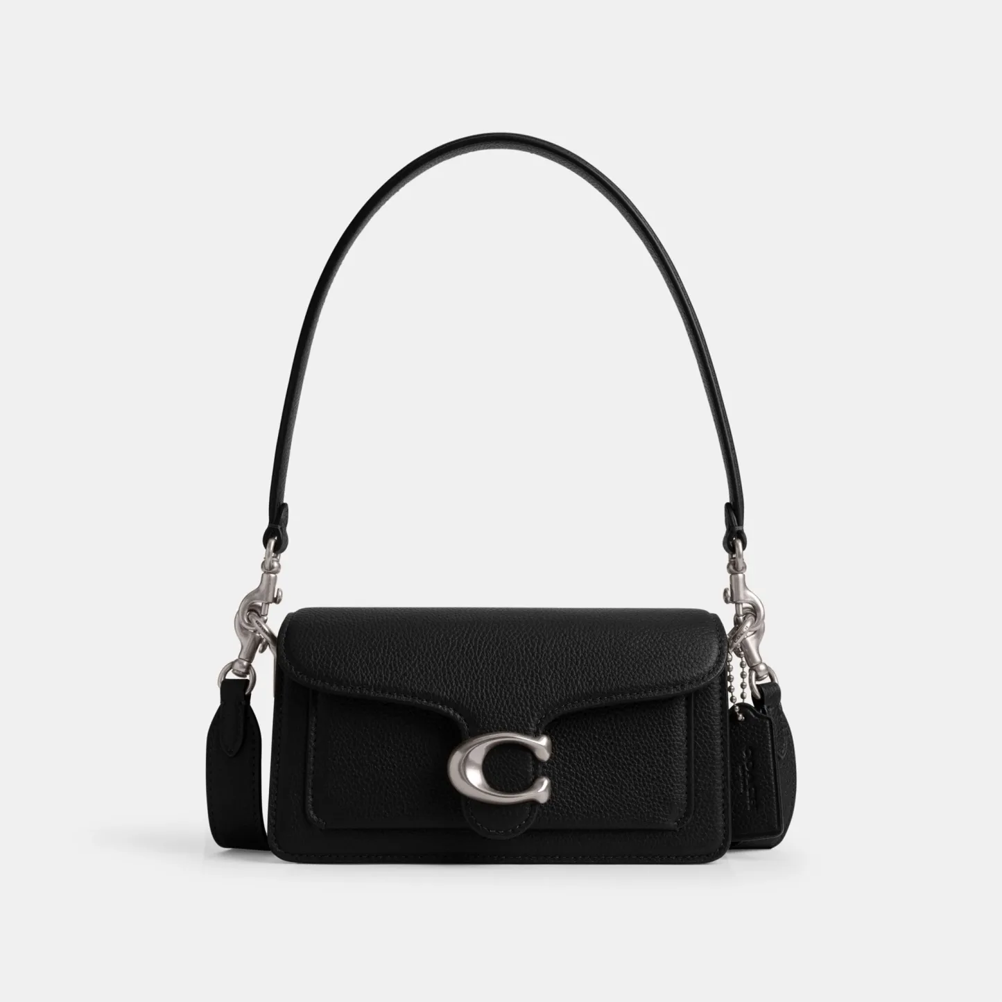 COACH®,Tabby Shoulder Bag 20,Leather,Shoulder Bag,Embossed,Metal,Logo,Day Party,Black,Front View