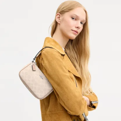 COACH®,Nolita 19 In Signature Canvas,Canvas,Shoulder Bag,Metal,Casual,Beige,Detail View