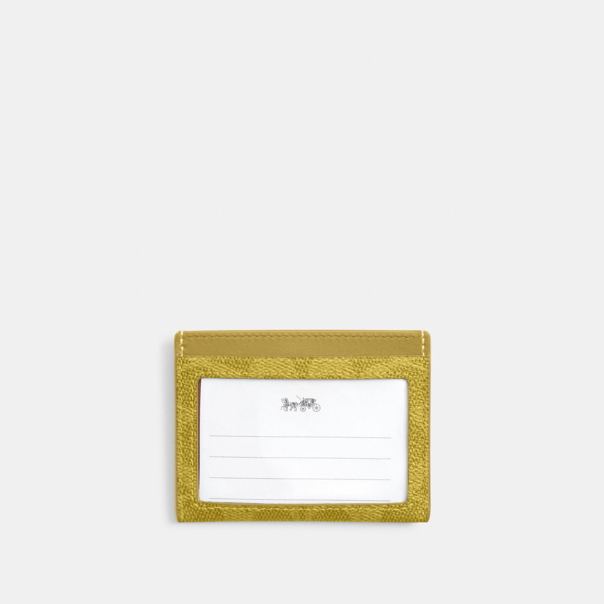 COACH®,Slim Id Card Case In Signature Canvas,Card Case,Color Block,Casual, Father's Day,Yellow,Back View