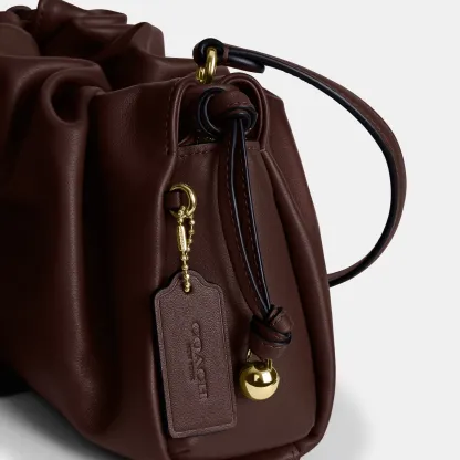 COACH®,Faye Shoulder Bag,Shoulder Bag,Metal,Ball Embellishment,Drawstring,Logo,Casual,Brown,Closer View