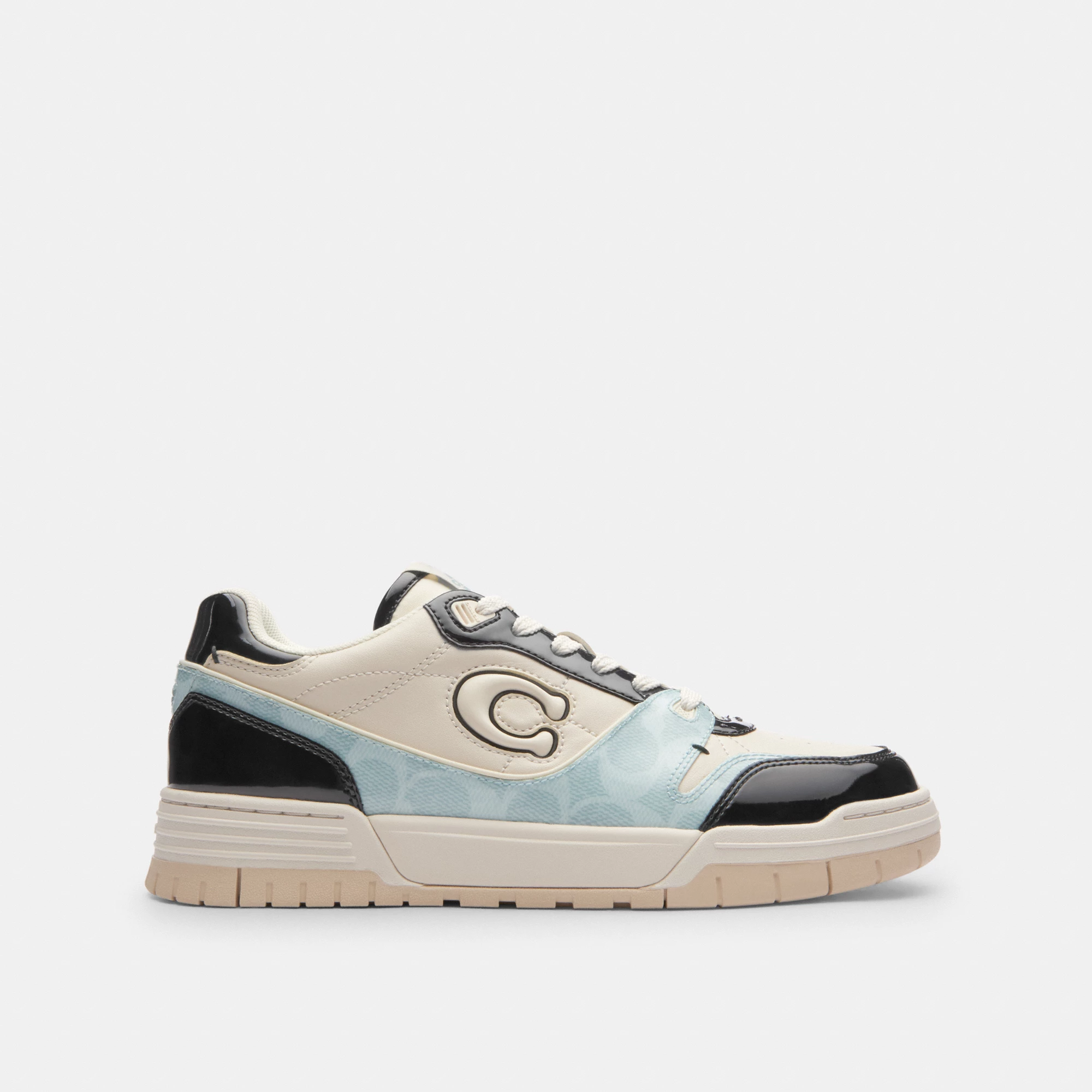 COACH®,Soho Sneaker With Patent Signature,Rubber,EVA,Recycled Polyester,Canvas,Leather,Polyester,Low Top,Casual,Fabric,Pla...,Multi Color,Angle View