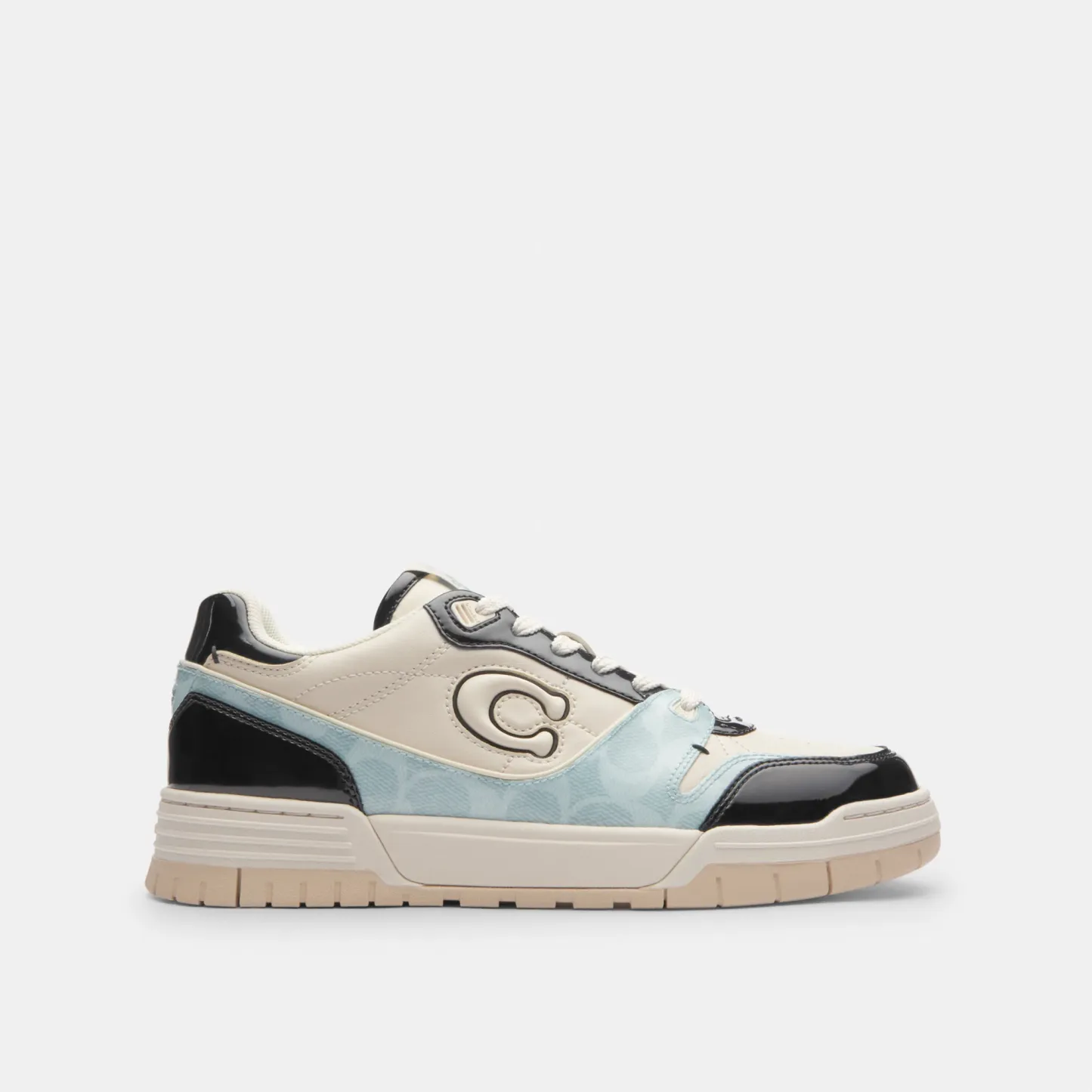COACH®,Soho Sneaker With Patent Signature,Rubber,EVA,Recycled Polyester,Canvas,Leather,Polyester,Low Top,Casual,Fabric,Pla...,Multi Color,Angle View