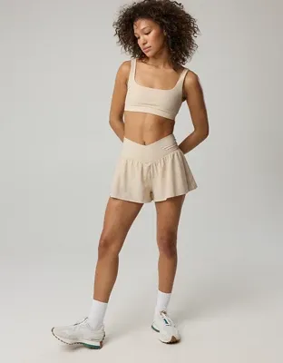 OFFLINE By Aerie Real Me Seersucker Crossover Flowy Short - Cake Batter