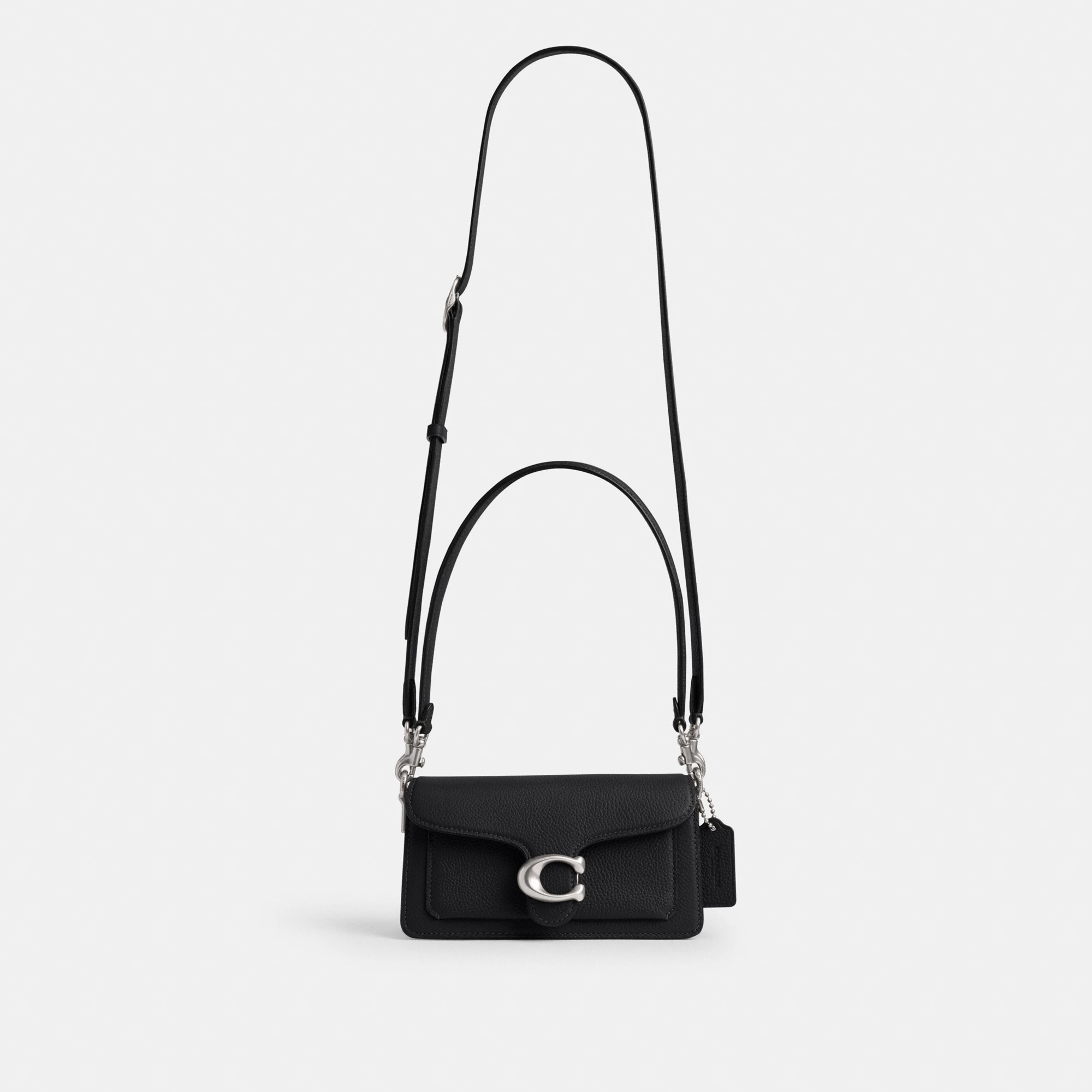 COACH®,Tabby Shoulder Bag 20,Leather,Shoulder Bag,Embossed,Metal,Logo,Day Party,Black
