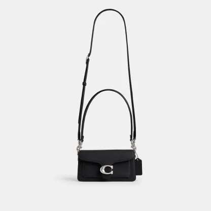 COACH®,Tabby Shoulder Bag 20,Leather,Shoulder Bag,Embossed,Metal,Logo,Day Party,Black