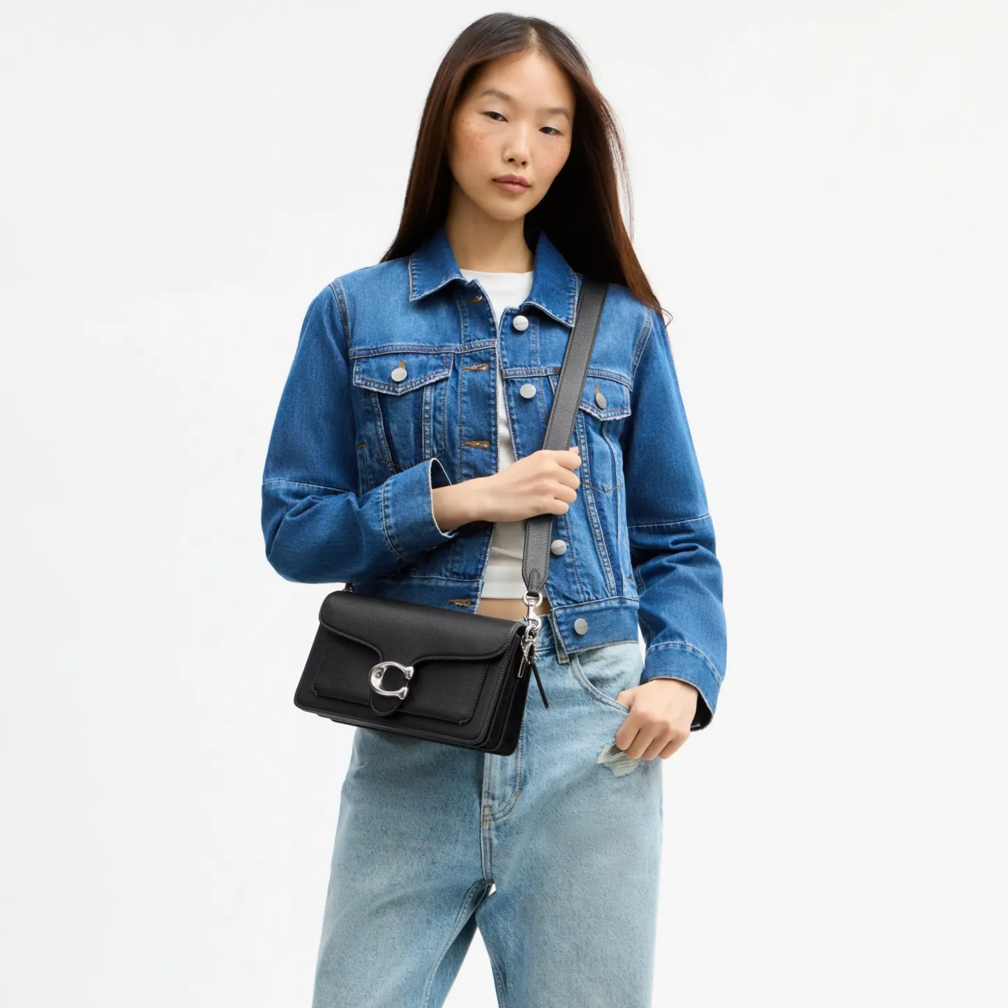 COACH®,Tabby Shoulder Bag 26,Leather,Shoulder Bag,Crossbody,Logo,Gusset,Gold Metal,Casual,Black