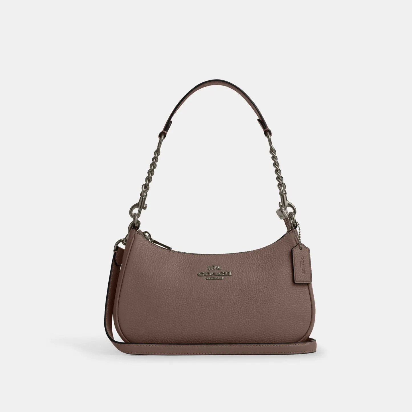 COACH®,Teri Shoulder Bag,Shoulder Bag,Chain Detail,Metal,Logo,Casual,Brown,Front View