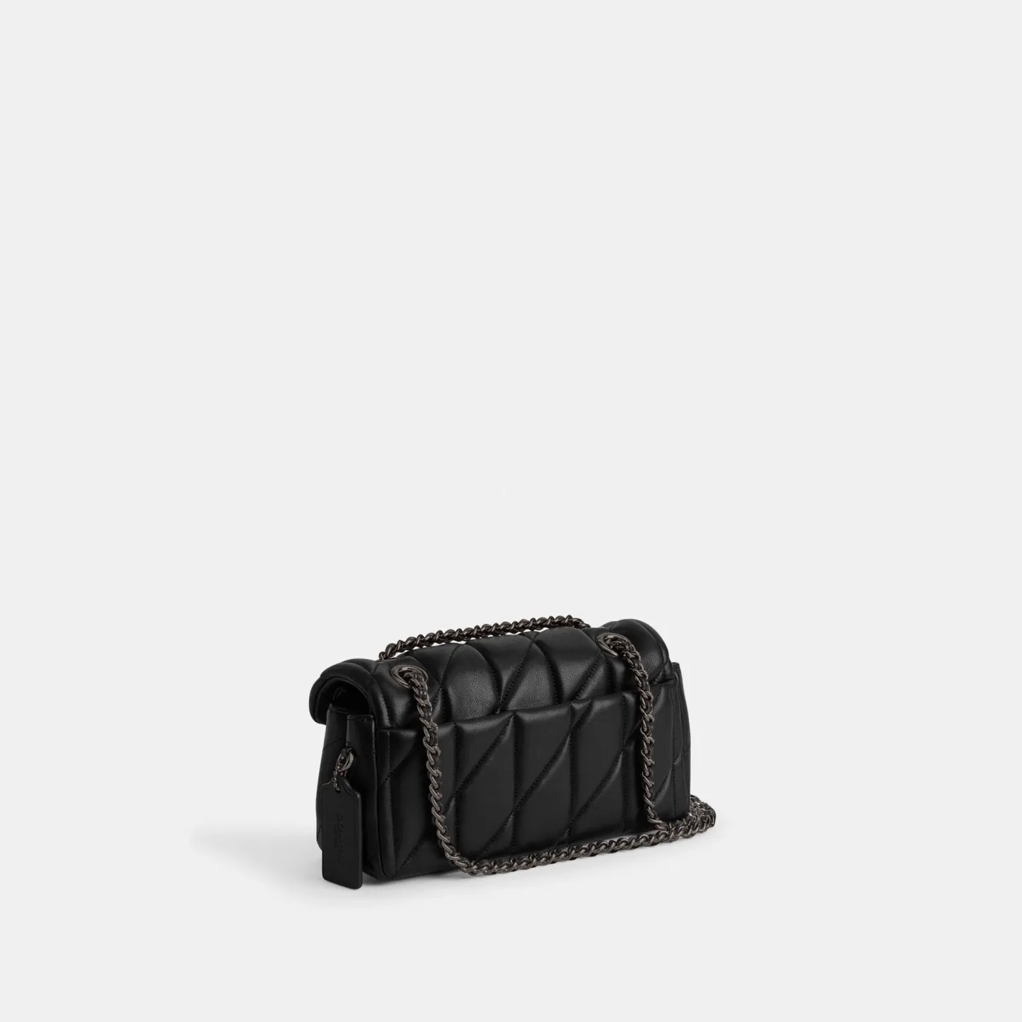 COACH®,Tabby Shoulder Bag 20 With Pillow Quilting,Leather,Shoulder Bag,Chain Detail,Embossed,Logo,Metal,Gold Metal,Day Party,Black,Angle View