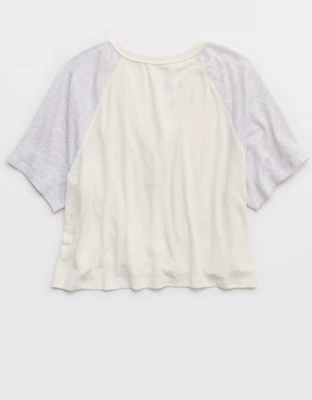 OFFLINE By Aerie Bouncy Cotton Colorblock T-Shirt - Light Heather Gray