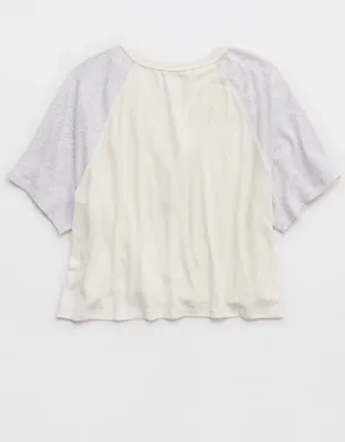 OFFLINE By Aerie Bouncy Cotton Colorblock T-Shirt - Light Heather Gray