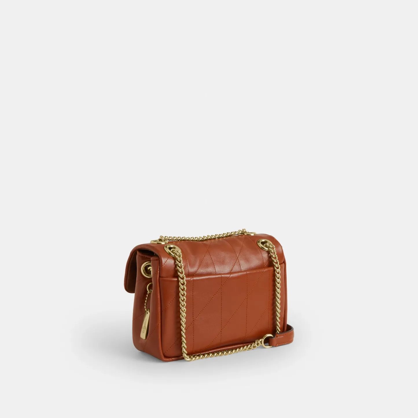 COACH®,Elodie Crossbody Bag 18 With Quilting,Leather,Recycled Polyester,Polyester,Crossbody,Metal Material,Metal,Logo,Sust...,Brown,Angle View